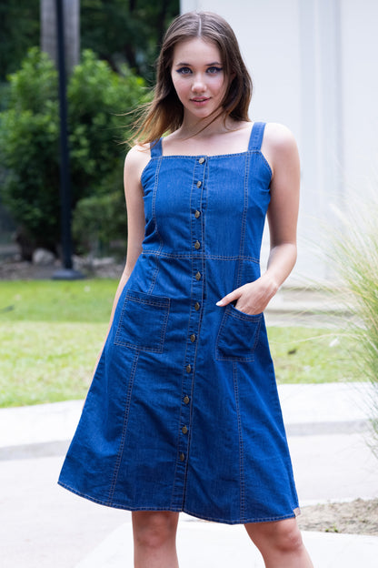 Classic Chic Sleeveless Denim Dress