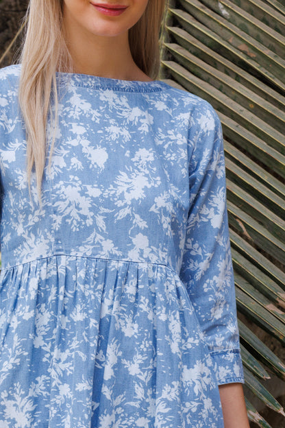 Playful Printed Denim Dress