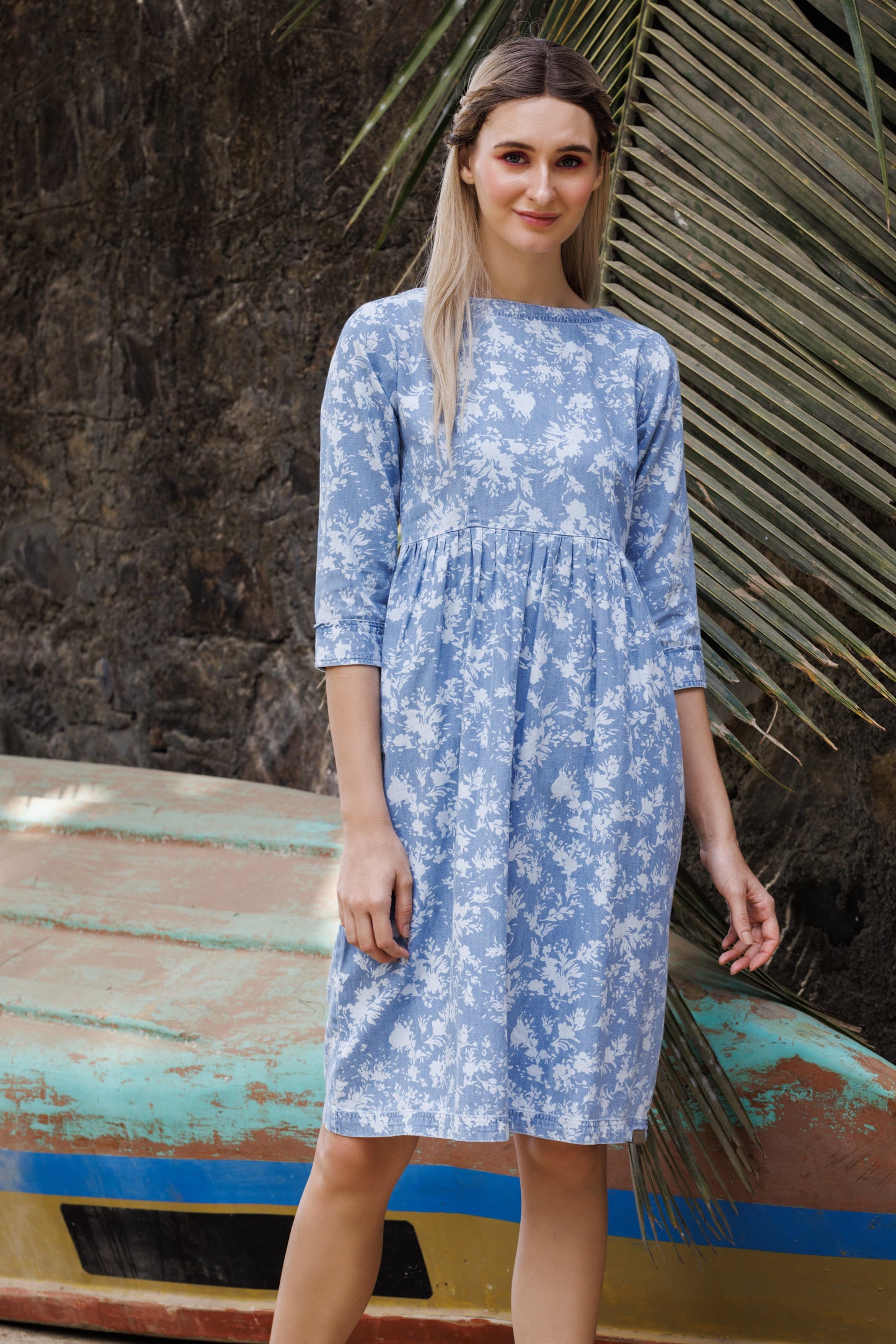 Playful Printed Denim Dress