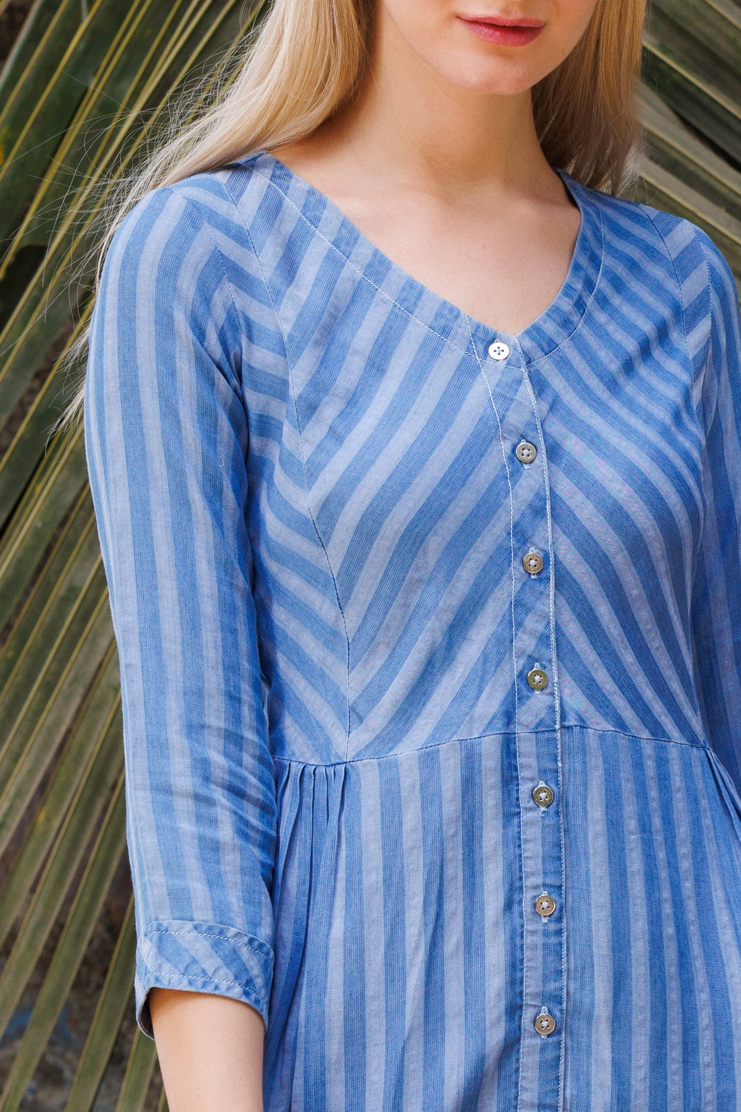 Breezy Button-Front Striped Dress